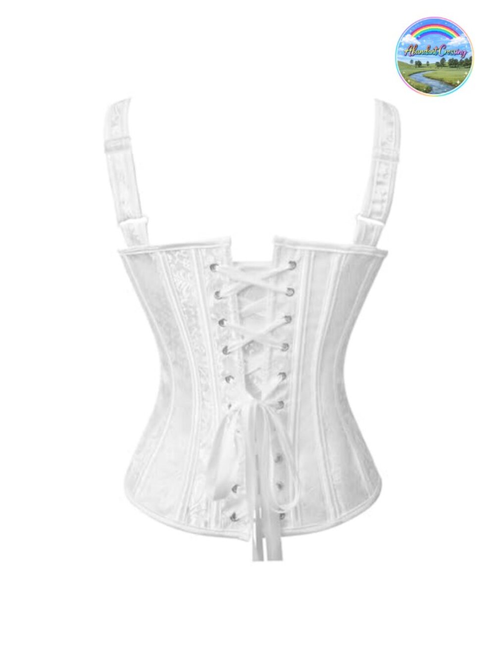 Gothic Jacquard Overbust Corset Bustier Adjustable Lace-Up Back - Picture 3 of 6